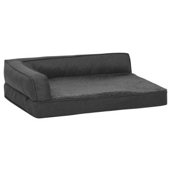 Saltea ergonomica pat caini gri inchis aspect in/lana, gri închis, 60 x 42 cm