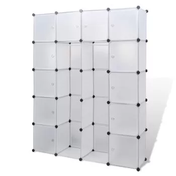 Dulap modular cu 14 compartimente alb 37 x 146 x 180.5 cm, alb