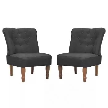 Set 2 bucati scaune in stil frantuzesc, gri, 54 x 66.5 x 70 cm