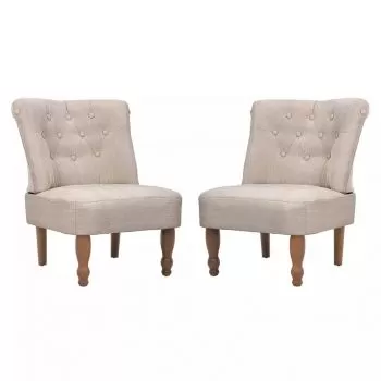 Set 2 bucati scaune in stil frantuzesc, crem, 54 x 66.5 x 70 cm