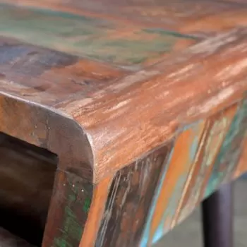 Birou din lemn reciclat cu picioare din fier, multicolor