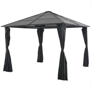 Pavilion cu perdea, negru, 3 x 3 m