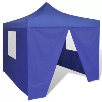 Blue Foldable Tent 3 x 3 m with 4 Walls, albastru, 3 x 3 m