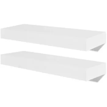 2 Rafturi suspendate pe perete din MDF depozitare carti/DVD-uri, alb, 40 cm