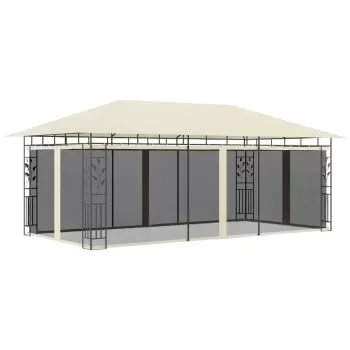 Pavilion cu plasa anti-tantari, crem, 6 x 3 x 2,73 m