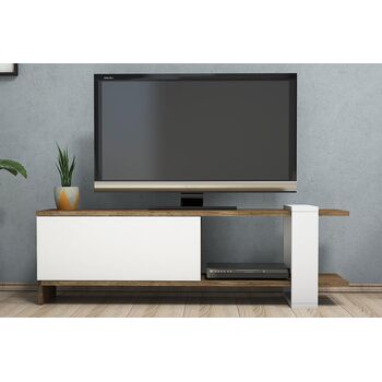 Comoda TV Heden, alb si trufe, 120x25x37 cm