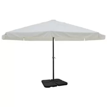  Umbrelă de soare de grădină din aluminiu cu bază portabilă, alb