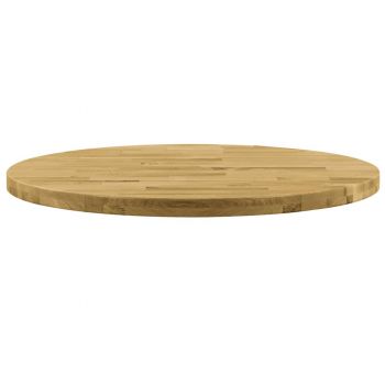 Blat de masă, lemn masiv de stejar, rotund, 44 mm, 600 mm