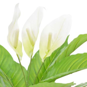 Plantă artificială Anthurium cu ghiveci, alb, 55 cm