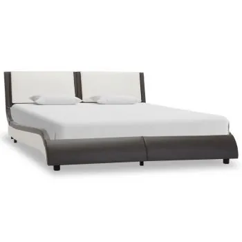 Cadru de pat cu LED, gri si alb, 120 x 190 cm