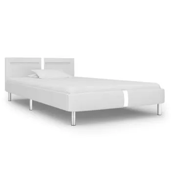 Cadru de pat cu LED, alb, 90 x 200 cm