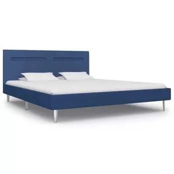 Cadru de pat cu LED-uri, albastru, 160 x 200 cm
