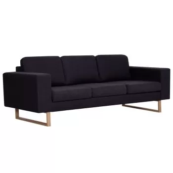 Canapea cu 3 locuri, negru, 200 x 82 x 75 cm