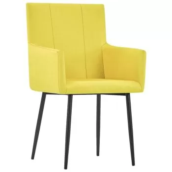 Set 2 bucati scaune de bucatarie cu brate, galben, 52 x 59.5 x 93 cm