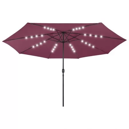  Umbrelă de soare de grădină cu LED-uri, roșu bordo, 400 cm