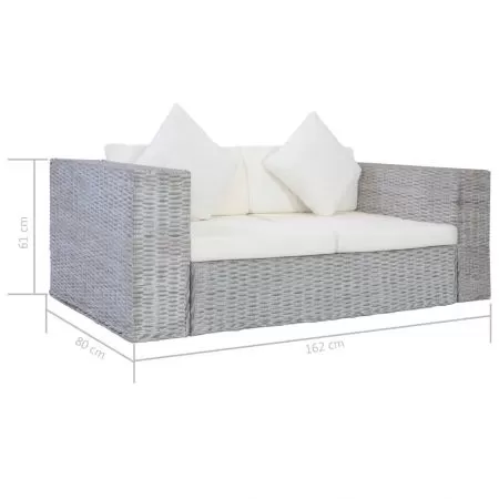 Canapea cu 2 locuri cu perne, gri, 162 x 80 x 61 cm