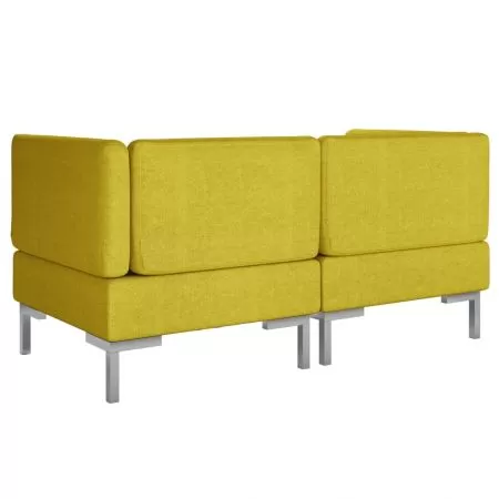Set 2 bucati canapele de colt modulare cu perne, galben, 130 x 65 x 65 cm