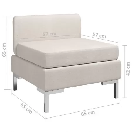 Canapea de mijloc modulara cu perna, crem, 65 x 65 x 65 cm