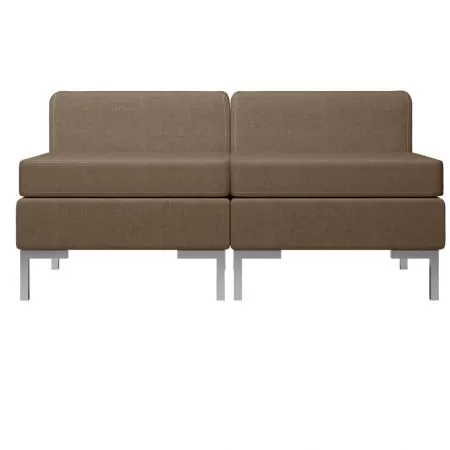 Set 2 bucati canapele de mijloc modulare cu perne, maro, 130 x 65 x 65 cm
