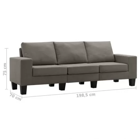 Canapea cu 3 locuri, gri taupe, 198.5 x 70 x 75 cm