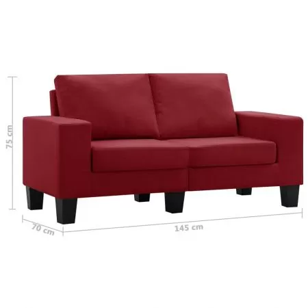 Canapea cu 2 locuri, bordo, 145 x 70 x 75 cm