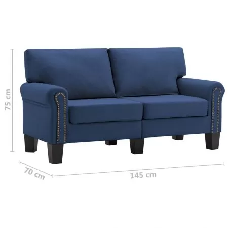 Canapea cu 2 locuri, albastru, 145 x 70 x 75 cm