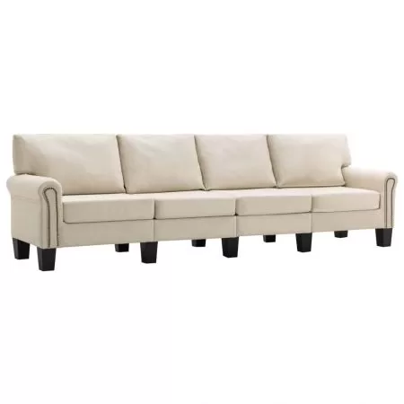 Canapea cu 4 locuri, crem, 254 x 70 x 75 cm