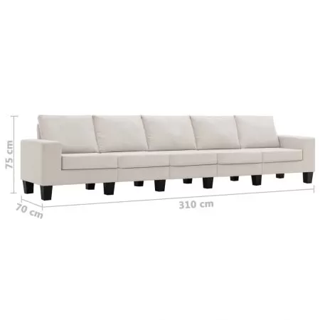 Canapea cu 5 locuri, crem, 310 x 70 x 75 cm