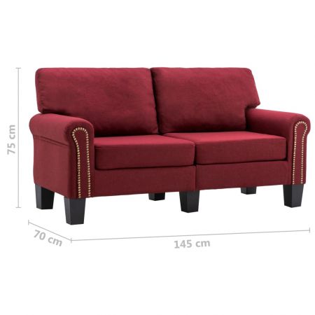 Canapea cu 2 locuri, bordo, 145 x 70 x 75 cm