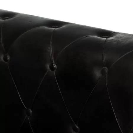 Canapea chesterfield cu 2 locuri, negru, 148 x 75 x 75 cm