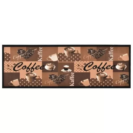  Covoraș bucătărie, lavabil, maro model cafea, 60x180 cm