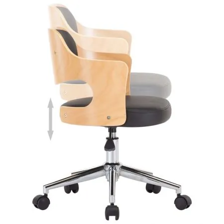 Scaun de bucatarie pivotant, negru si maro deschis, 47.5 x 53 x 76 cm