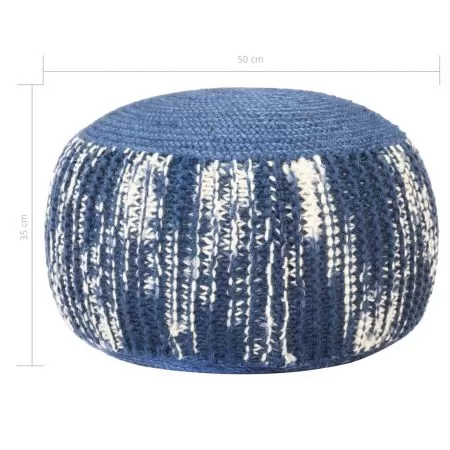 Fotoliu puf tricotat manual, albastru