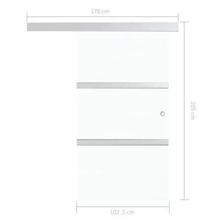 Ușă glisantă, argintiu,102,5 x 205 cm, sticlă ESG și aluminiu