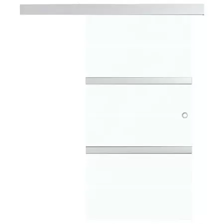 Ușă glisantă, argintiu, 90 x 205 cm, sticlă ESG și aluminiu