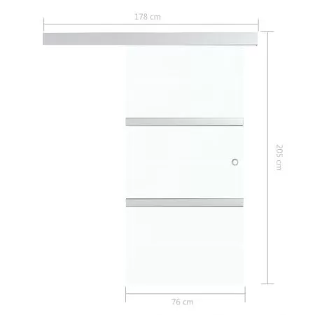 Ușă glisantă, argintiu, 76 x 205 cm, sticlă ESG și aluminiu