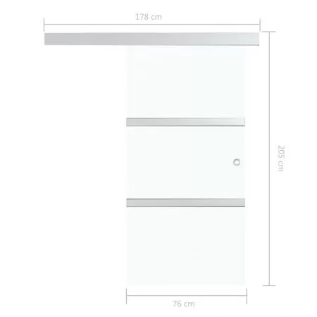 Ușă glisantă cu opritor silențios 76x205 cm sticlă ESG/aluminiu