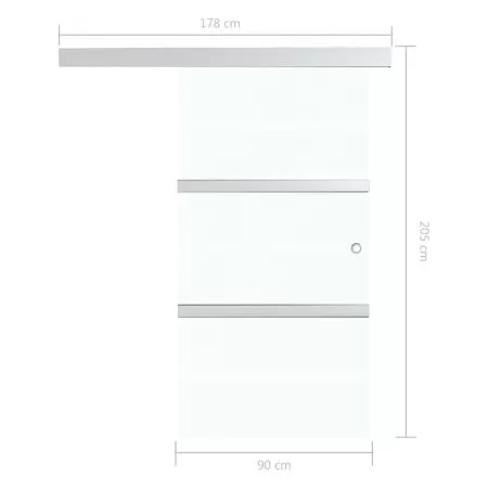 Ușă glisantă, argintiu, 90 x 205 cm, sticlă ESG și aluminiu