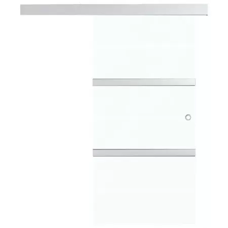Ușă glisantă, argintiu, 76 x 205 cm, sticlă ESG și aluminiu