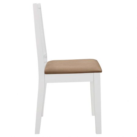 Set 6 bucati scaune de bucatarie cu perne, alb si crem, 40 x 49 x 88.5 cm