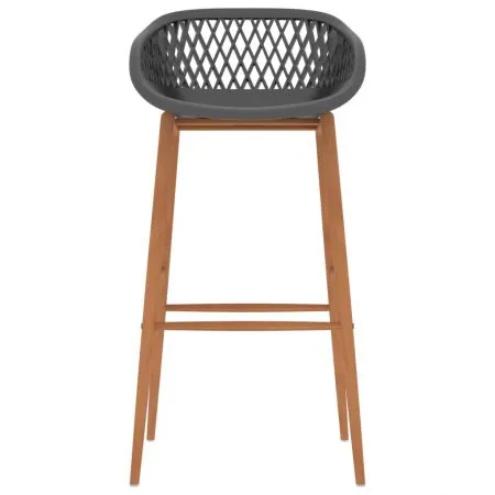 Set mobilier de bar, 7 piese, negru si gri, 60 x 60 x 105 cm