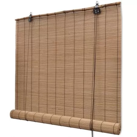Set 2 bucati jaluzele din bambus tip rulou, maro