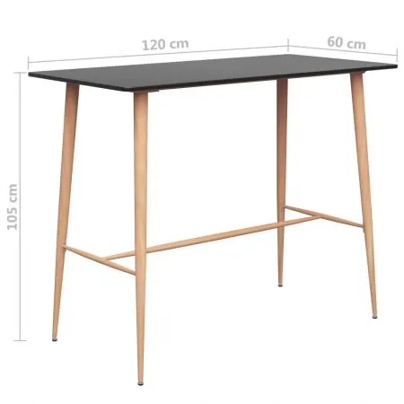 Set mobilier de bar, 7 piese, negru si gri, 60 x 60 x 105 cm