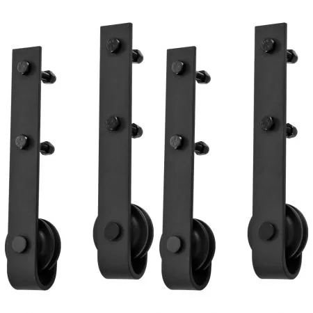 Seturi de feronerie uși glisante, 2 buc., negru, 200 cm, oțel