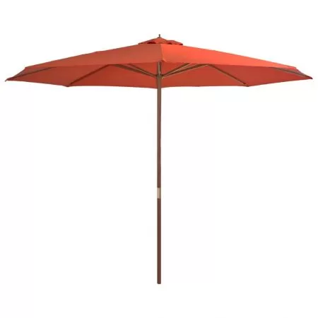  Umbrelă de soare de exterior, stâlp lemn, cărămiziu, 350 cm