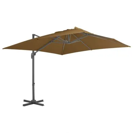  Umbrelă în consolă cu stâlp din aluminiu, taupe, 300x300 cm