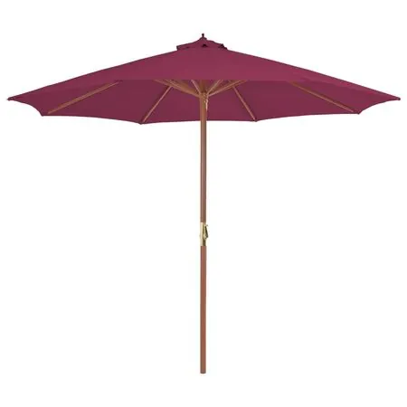  Umbrelă de soare exterior, stâlp din lemn, 300 cm, roșu bordo
