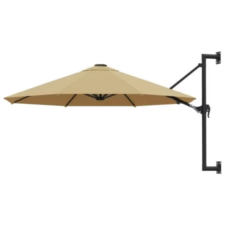  Umbrelă soare montaj pe perete tijă metalică gri taupe 300 cm