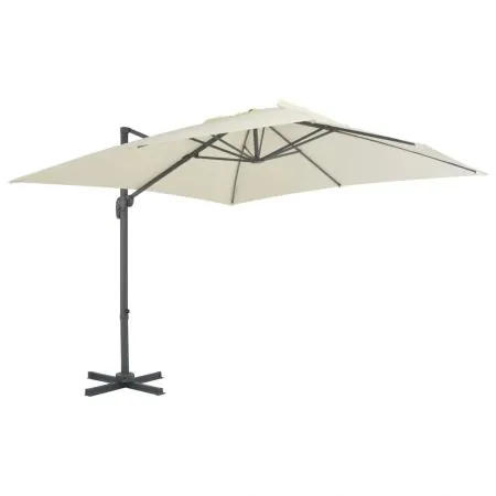  Umbrelă în consolă cu stâlp din aluminiu, nisipiu, 300x300 cm