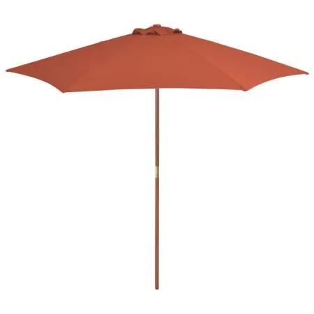  Umbrelă de soare de exterior, stâlp din lemn, cărămiziu, 270 cm